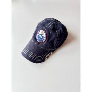 Roger Edwards NHL Edmonton Oilers Navy Cotton Canvas Embroidered Baseball Hat